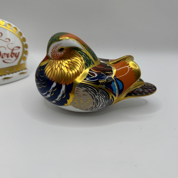 Royal Crown Derby Mandarin Duck Paperweight Figurine. Gold Stopper. EUC - Picture 3 of 11